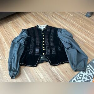 Renaissance Faire Theater Quality Black Velvet Doublet with Gold Buttons Costume